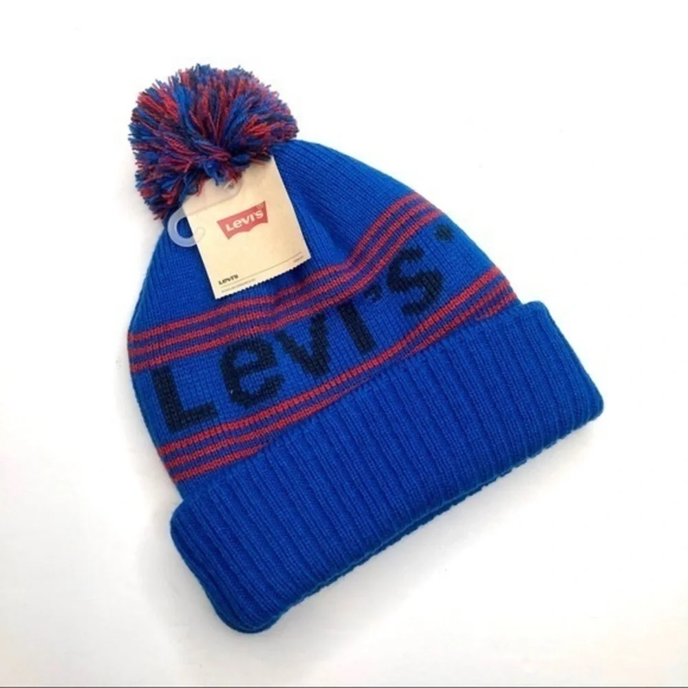 LEVI'S Kids' Stacks Pompom Beanie In Prince Blue